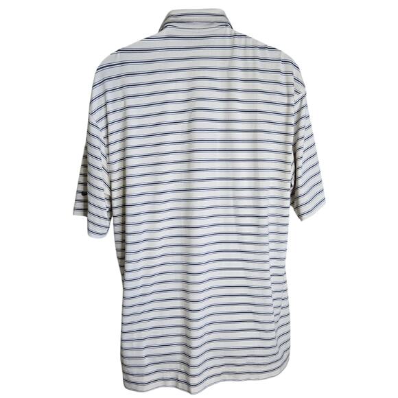 Nike Golf Mens Polo‎ Shirt Large Blue White Striped Dri Fit Stretch Sportswear - Picture 5 of 6